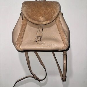 Kate Spade Cream Leather Backpack with Shearling